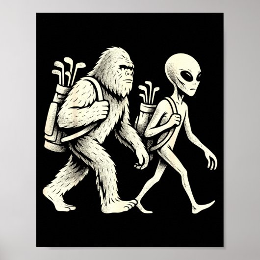 Funny Golf Bigfoot Sasquatch Alien Ufo Golfer  Poster (Vorne)