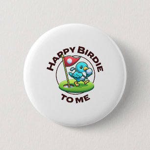 Funny Golf Birthday Happy Birdie Golfer Kids Boys Button