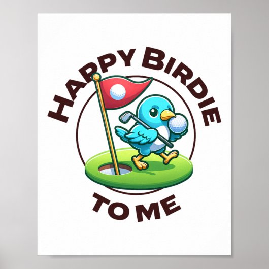 Funny Golf Birthday Happy Birdie Golfer Kids Boys Poster (Vorne)