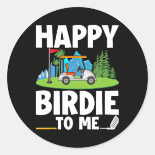 Funny Golf Birthday Happy Birdie Golfer Kids Boys Runder Aufkleber