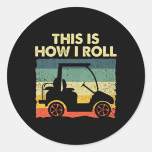 Funny Golf Cart Design Frauen Kinder Golfer G Runder Aufkleber