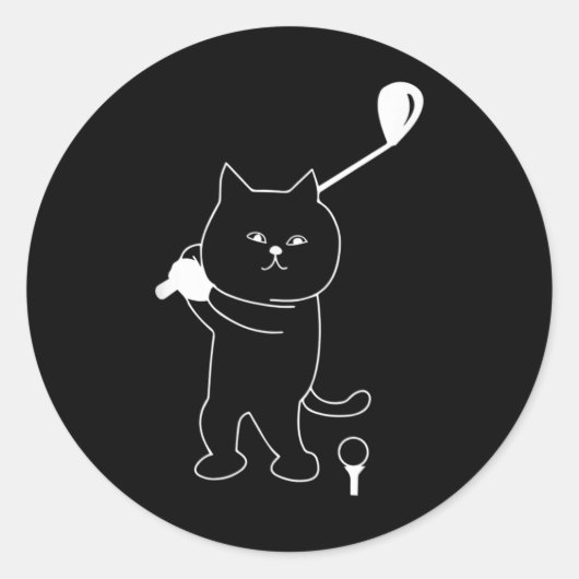 Funny Golf Cat Vater Golfplatz Golfer Runder Aufkleber (Vorderseite)