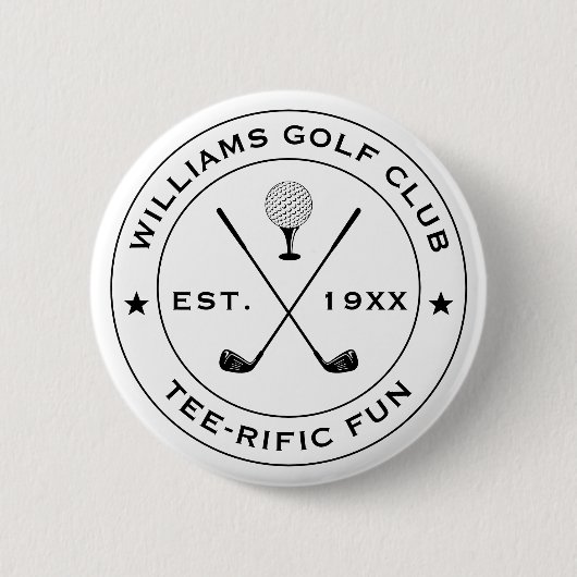 Funny Golf Club Golfer Pub Custom Text Schwarz-wei Button (Vorderseite)