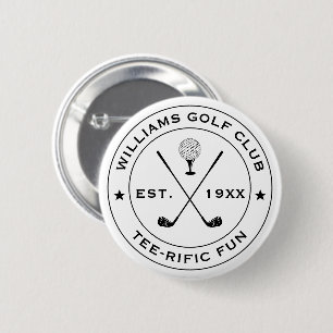 Funny Golf Club Golfer Pub Custom Text Schwarz-wei Button