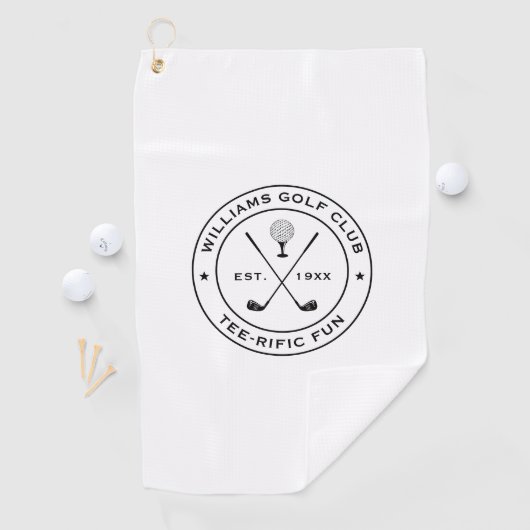 Funny Golf Club Golfer Pub Custom Text Schwarz-wei Golfhandtuch (Insitu)