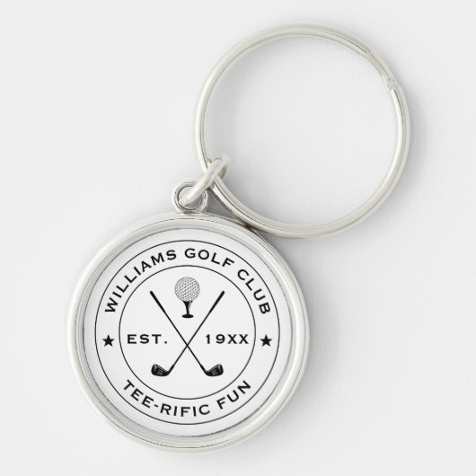 Funny Golf Club Golfer Pub Custom Text Schwarz-wei Schlüsselanhänger (Vorne)