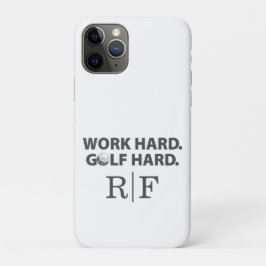 Funny Golf Dad Monogram Work Hard Golf Hard Initia Case-Mate iPhone Hülle
