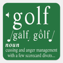 Funny Golf Definition Anger Management Humor Pun   Quadratischer Aufkleber