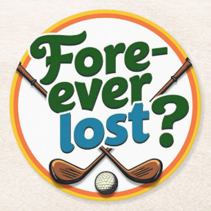 Funny Golf Design: Für immer verloren? Runder Pappuntersetzer