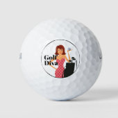 Funny Golf Diva Thema Golfball (Vorderseite)