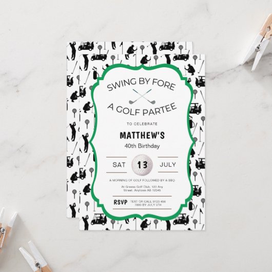 Funny Golf Einladung zum Geburtstag Golf Party (Vorderseite/Rückseite Beispiel)