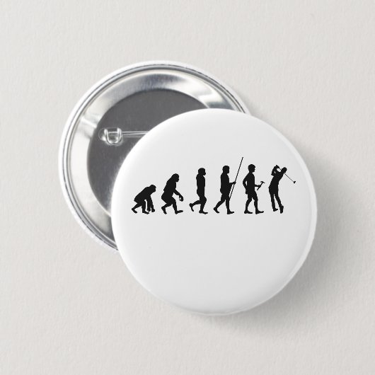 Funny Golf Evolution of Man Geschichte des Golfens Button (Vorne & Hinten)