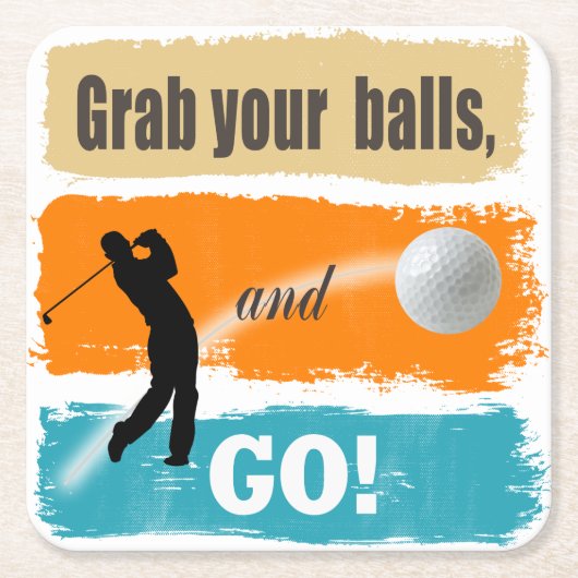 Funny Golf Grab Your Balls ID963 Rechteckiger Pappuntersetzer (Vorderseite)