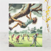 Funny Golf Grußkarte Karte (Gelbe Blume)