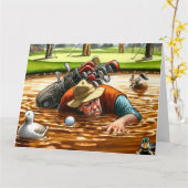 Funny Golf Grußkarte Karte (Gelbe Blume)