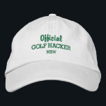 Funny Golf Hacker Custom Monogram bestickt Bestickte Baseballkappe<br><div class="desc">Golf im Stil mit diesem lustigen bestickten Hut mit den Worten "Offizieller Golfhacker" und Ihrem Monogramm oder Sondertext unten. Ändern Sie einfach den Text und die Farbe. Egal,  ob Sie dies einem Hacker geben oder selbst tragen werden,  Sie werden sicher viel Lachen auf dem Platz bekommen.</div>