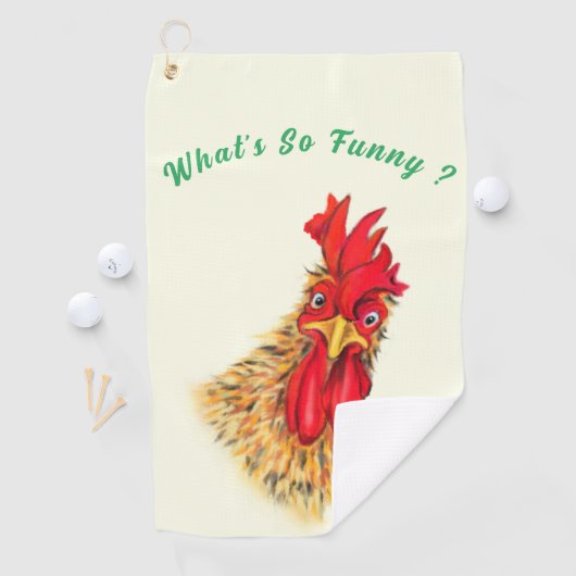 Funny Golf Handtuch überrascht Rooster - Custom Te (Insitu)
