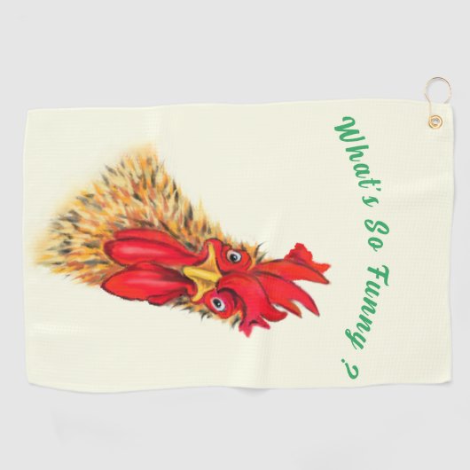Funny Golf Handtuch überrascht Rooster - Custom Te (Horizontal)