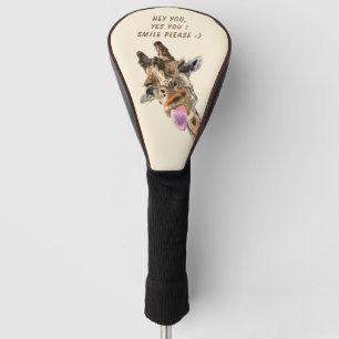 Funny Golf Head Cover Playful Giraffe Custom Text Headcover