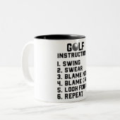 Funny Golf Instructions Zweifarbige Tasse (Vorderseite Links)