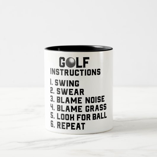 Funny Golf Instructions Zweifarbige Tasse (Mittel)