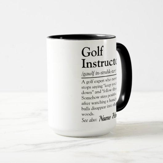 Funny Golf Instructor Definition Personalized Gift Tasse (VorderseiteRechts)