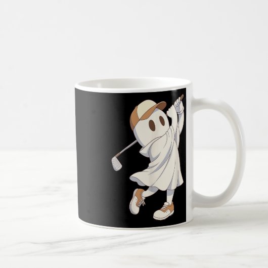Funny Golf Kostüm Halloween Ghost Playing Grafik Kaffeetasse (Rechts)