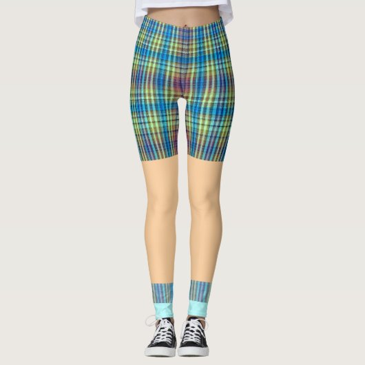 Funny golf kurze Socken karierte Muster Leggings (Vorderseite)