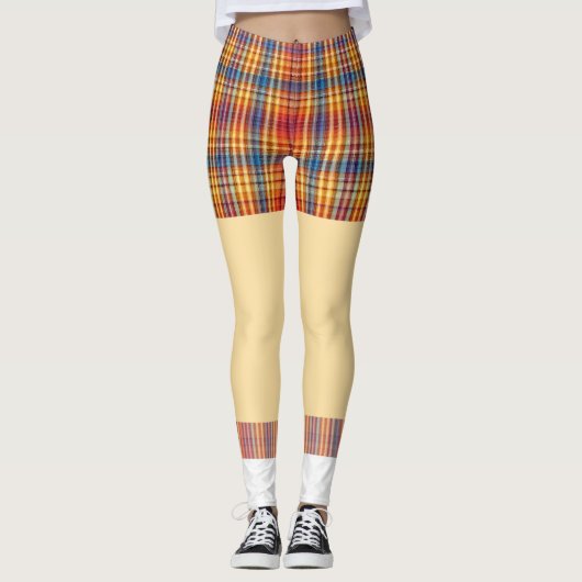 Funny golf kurze Socken karierte Muster Leggings (Vorderseite)
