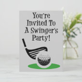Funny Golf Swinger Party Einladung (Stehend Vorderseite)