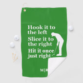Funny Golf Thema Quote Hook es, schneiden Sie es, Golfhandtuch (Insitu)