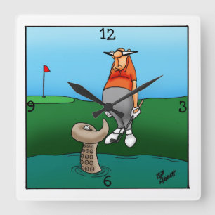 Funny Golf Themed Wall Clock Quadratische Wanduhr