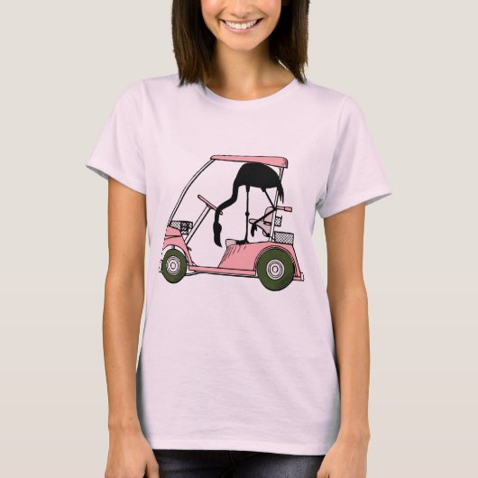 Funny Golf Themenwelt Golf Cart Flamingo Golf Cadd T-Shirt (Vorderseite)