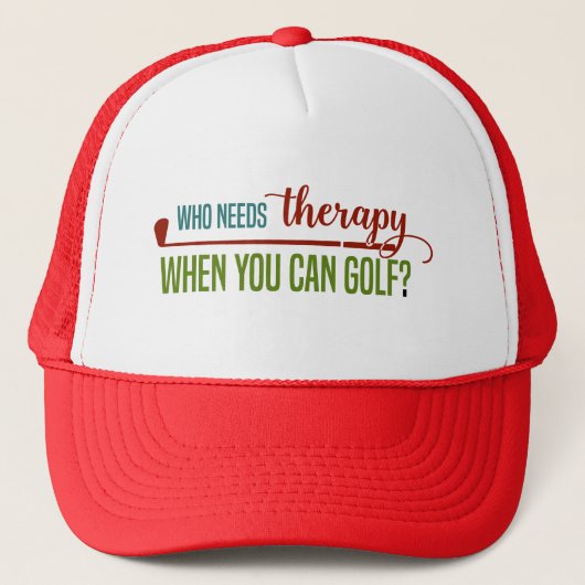 Funny Golf Therapy Trucker Hat Truckerkappe (Vorderseite)