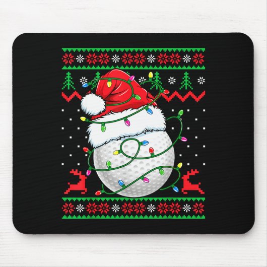 Funny Golf Ugly Christmas Sweater Womens Mens Golf Mousepad (Vorne)