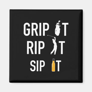 Funny Golf und Biere Grip it it Rip it Sip it Gift Magnet