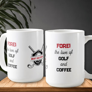 Funny Golf und Coffee Bold Typografie Personalisie Kaffeetasse