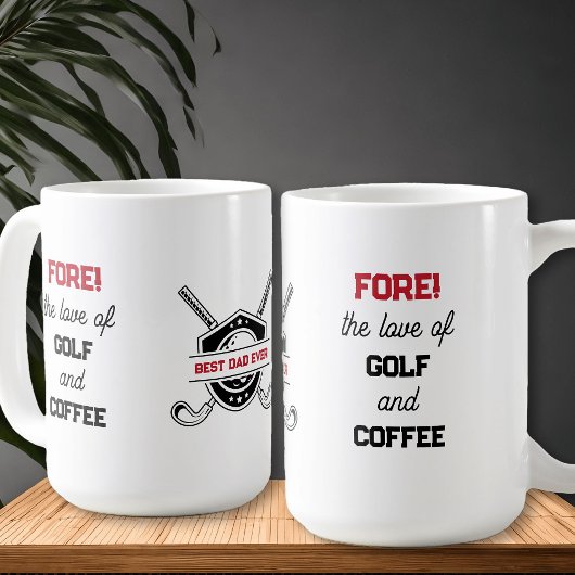 Funny Golf und Coffee Bold Typografie Personalisie Kaffeetasse