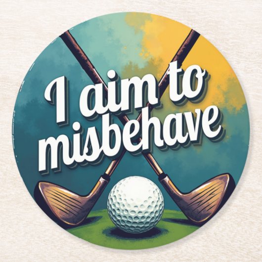 Funny Golf Zitat mit Vintagem Stil Runder Pappuntersetzer (Vorderseite)