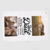 Funny Golfer Bester Vater Par Foto | Name der Mono Golfhandtuch (Horizontal)