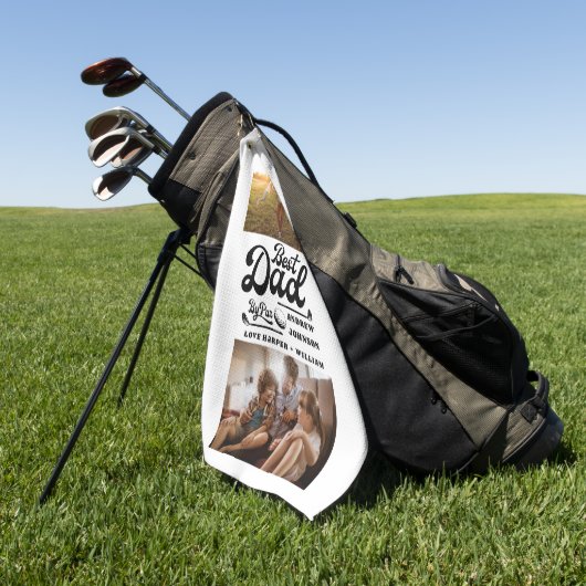 Funny Golfer Bester Vater Par Foto | Name der Mono Golfhandtuch (Gras)