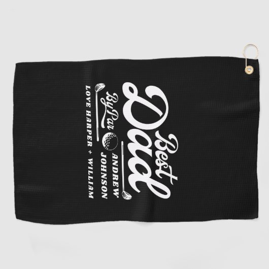 Funny Golfer Bester Vater Par | Name der Monogramm Golfhandtuch (Horizontal)