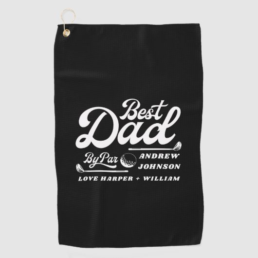 Funny Golfer Bester Vater Par | Name der Monogramm Golfhandtuch (Vorderseite)