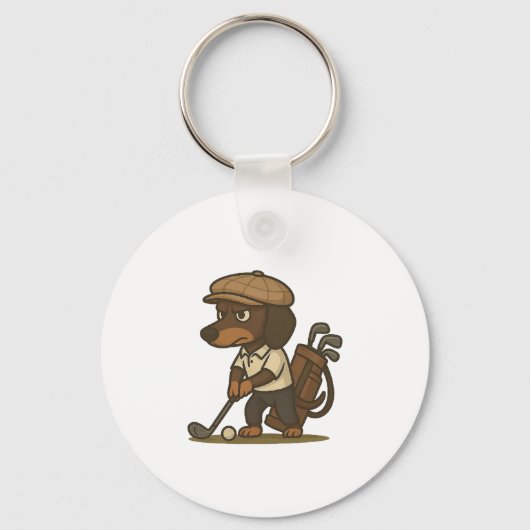 Funny Golfer Gift � Dachshund on the Tee Schlüsselanhänger (Vorderseite)