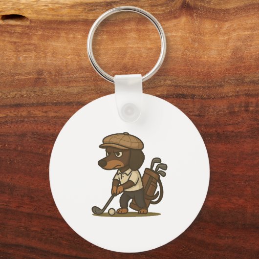 Funny Golfer Gift � Dachshund on the Tee Schlüsselanhänger (Vorderseite)