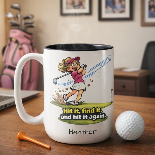 Funny Golfer Girl Fairway Fun Mug Zweifarbige Tasse