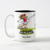 Funny Golfer Girl Fairway Fun Mug Zweifarbige Tasse (Links)