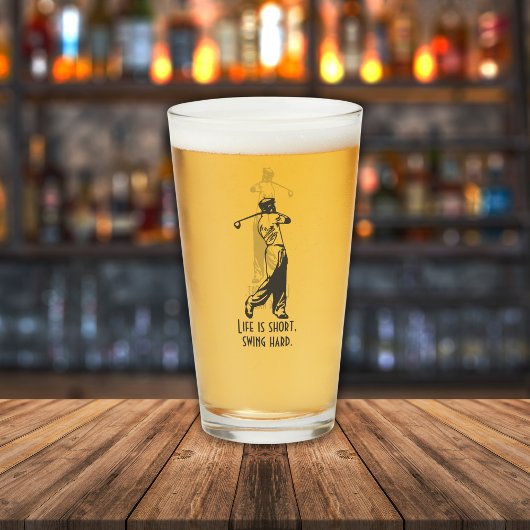 Funny Golfer Life Sprichwort Retro Style Man Glas