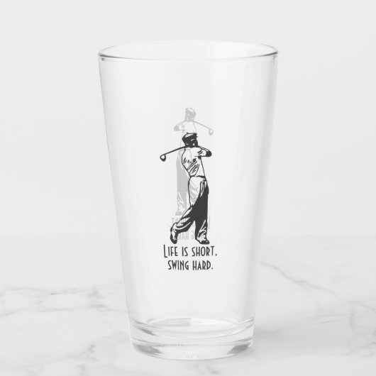 Funny Golfer Life Sprichwort Retro Style Man Glas (Rückseite)