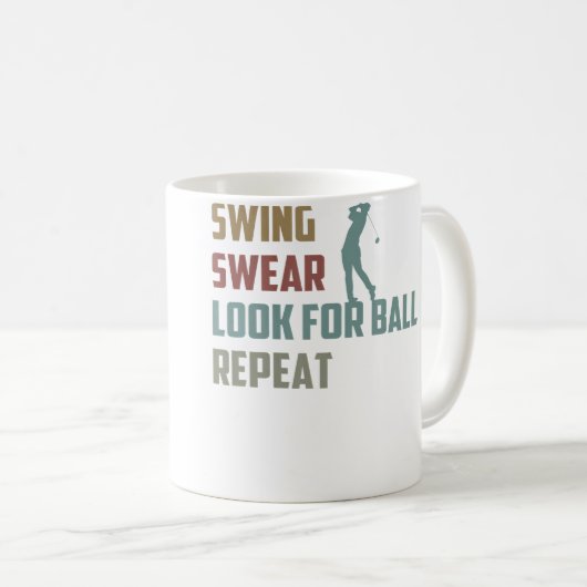 Funny Golfer Look For Ball Repeat Golf Player Kaffeetasse (VorderseiteRechts)